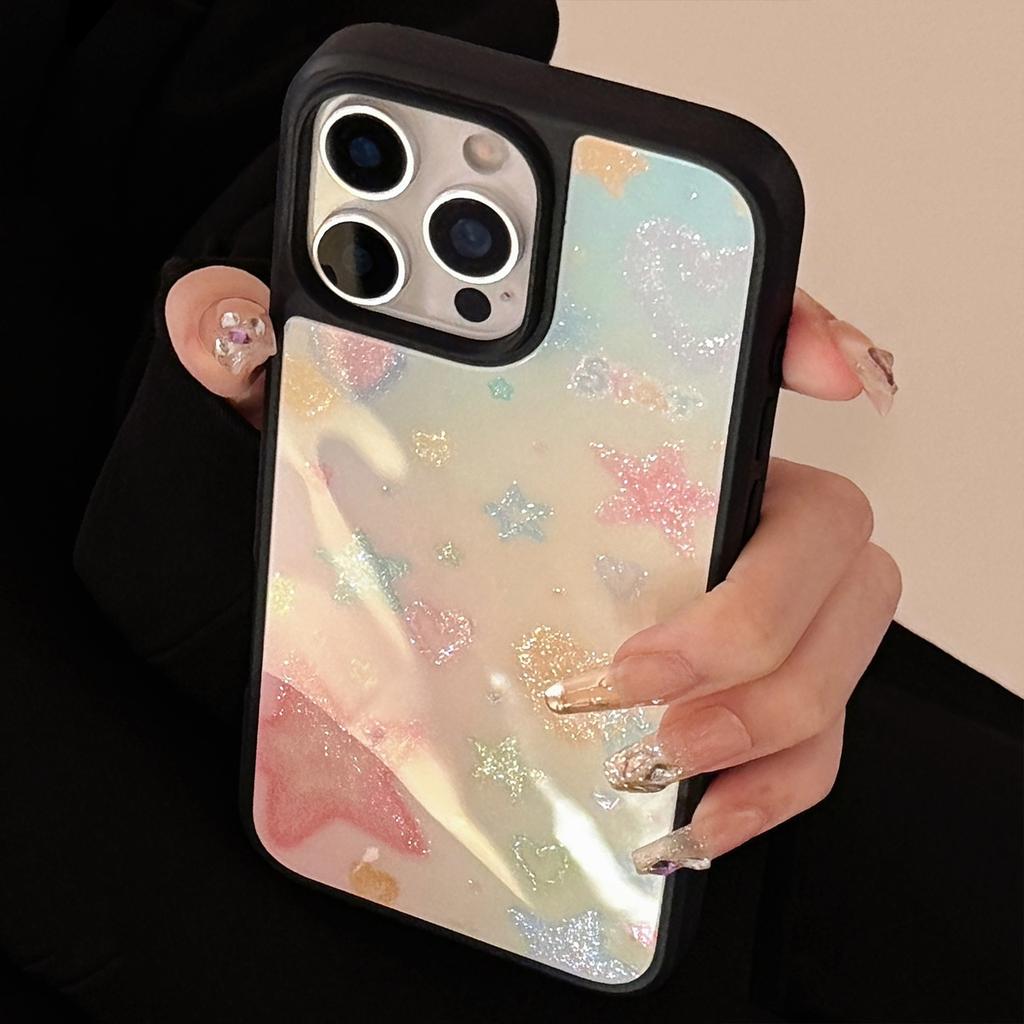 Glazed Sand Suitable for Apple 15 Promax Mobile Phone Case Iphone16 Dream Color Stars 12 Acrylic 13 Hard 14