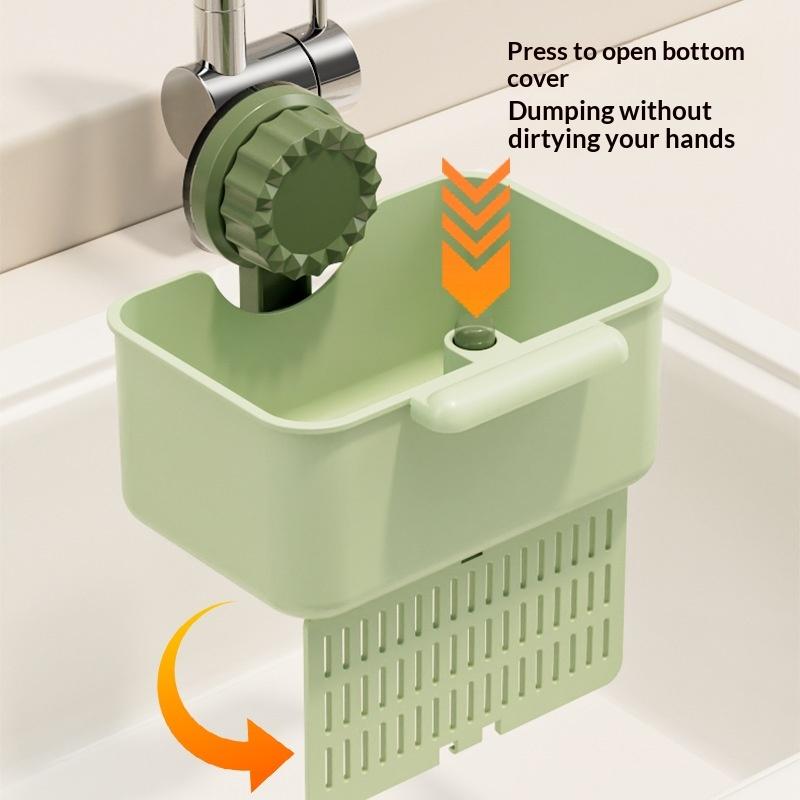 Sink Drain Strainer Basket Sink Washing Basin Anti Leak Filter Basin Suction Cup Rack One Click Press Type Grid Drain Storage