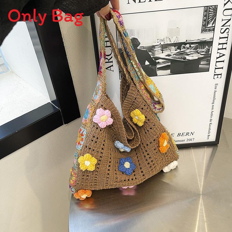 Summer Fashion Woven Bucket Bag With Inner Pouch For Casual Outings