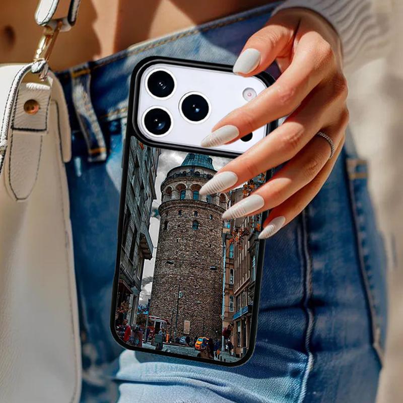 Турция Галатская башня Чехол для телефона Для iPhone 17 Air 14 15 13 12 Max Чехол Для Apple 16e 11 Pro Max Plus Coque
