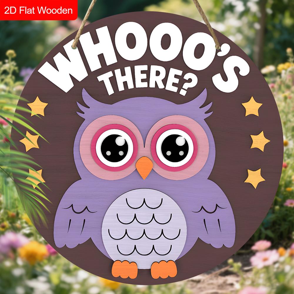 Funny Wooden Sign with Adorable Owls Pattern, Unique Decorative Plaques & Signs for Front Door, Wall Hanging Decor, Ideal Gift for Friend & Family