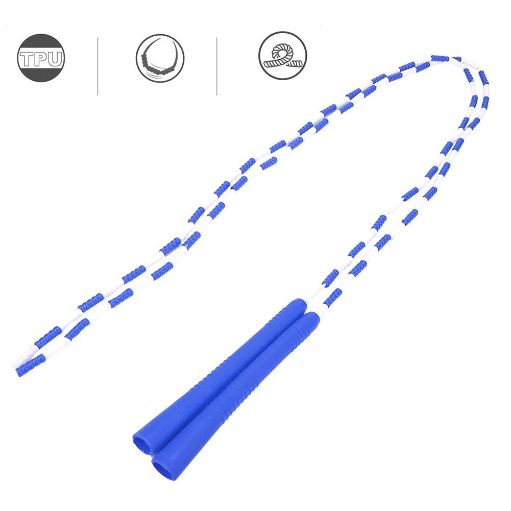 Скакалка сегментированная бисерная для взрослых и детей, спортивная, для упражнений, скакалка (Синий   Белый)