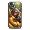Чехол для телефона Обезьяна и Банан для iPhone 17 16 15 14 13 12 11 Pro Max 17 Air Plus Ударопрочный Мягкий ТПУ Корпус Fundas Capa Сумка