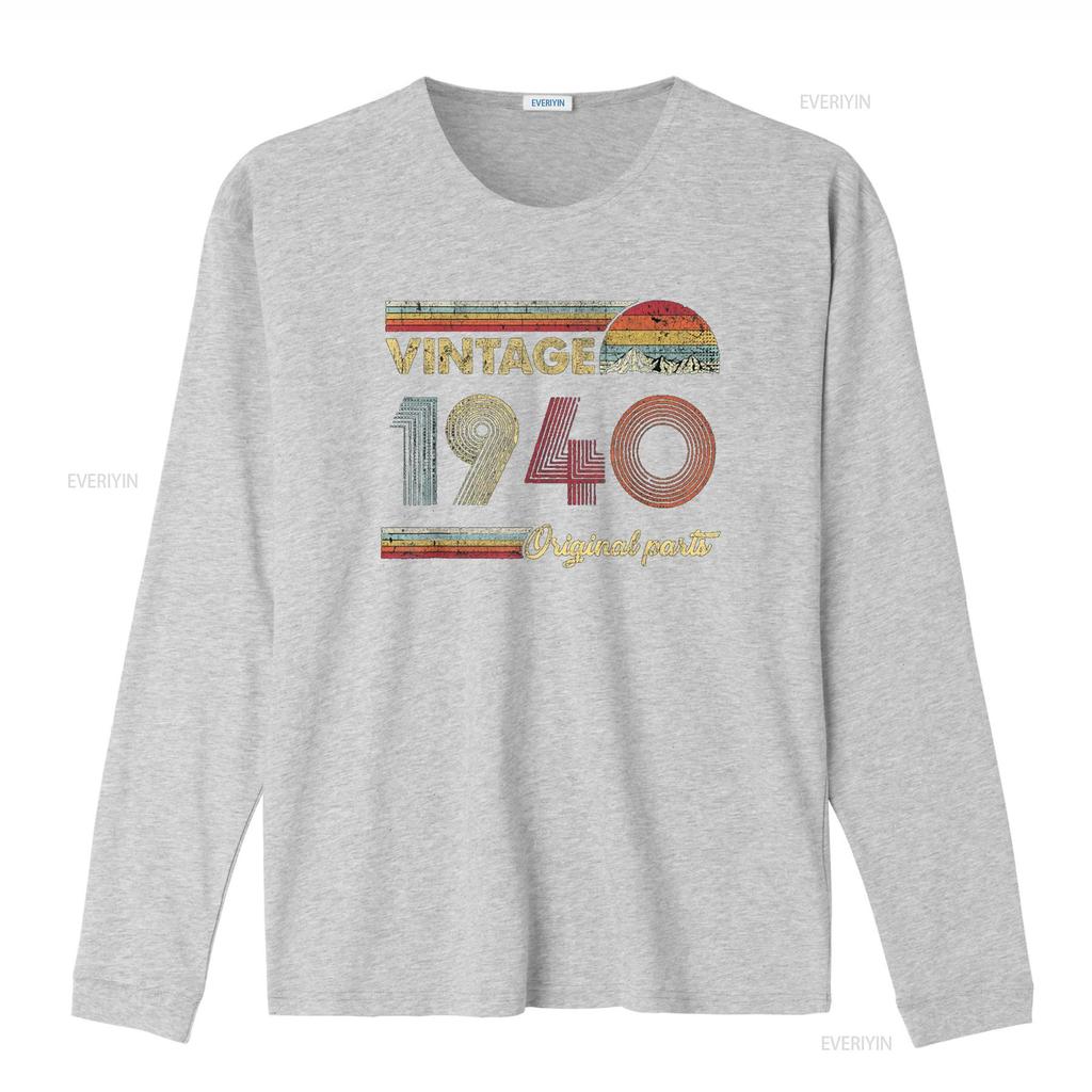 Retro Original Parts 80th Vintage 1940 Birthday T Shirt vintage Washed Stretched graphic streetwear Top For Everyday Wear