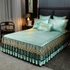 Luxury European Style Bedspread Lace Bed Skirt Solid Color Embroidery Thickened Protective Cover Queen King Size Bed Sheet Set