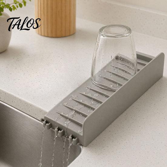 Flexible Draining Mat Silicone Kitchen Sink Faucet Mat, Foldable Splash Guard with Suction Cup, 5 Degrees Slope Countertop Water for Bathroom Cup