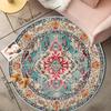 1Pcs  Boho Chic Pattern Round Area Rug Indoor Non-Slip Washable Fiber Carpet Soft Comfortable Mat For Bedroom Living Room