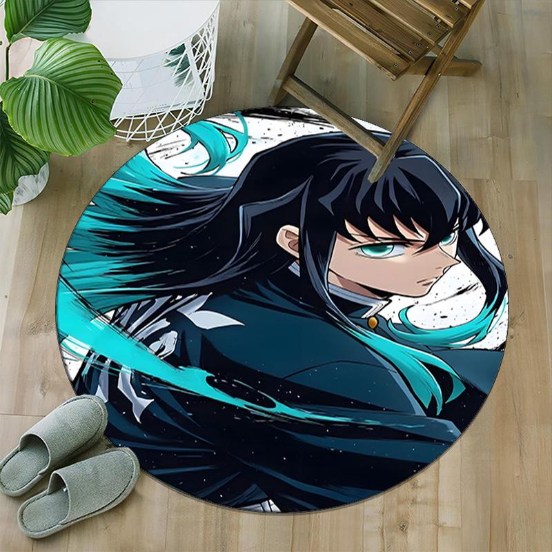 1pc Tokitou Muichirou Carpet, Round Rug, Comfortable, Suitable for Entryways, Living Rooms, Office, And Bedrooms, Christmas Decoration