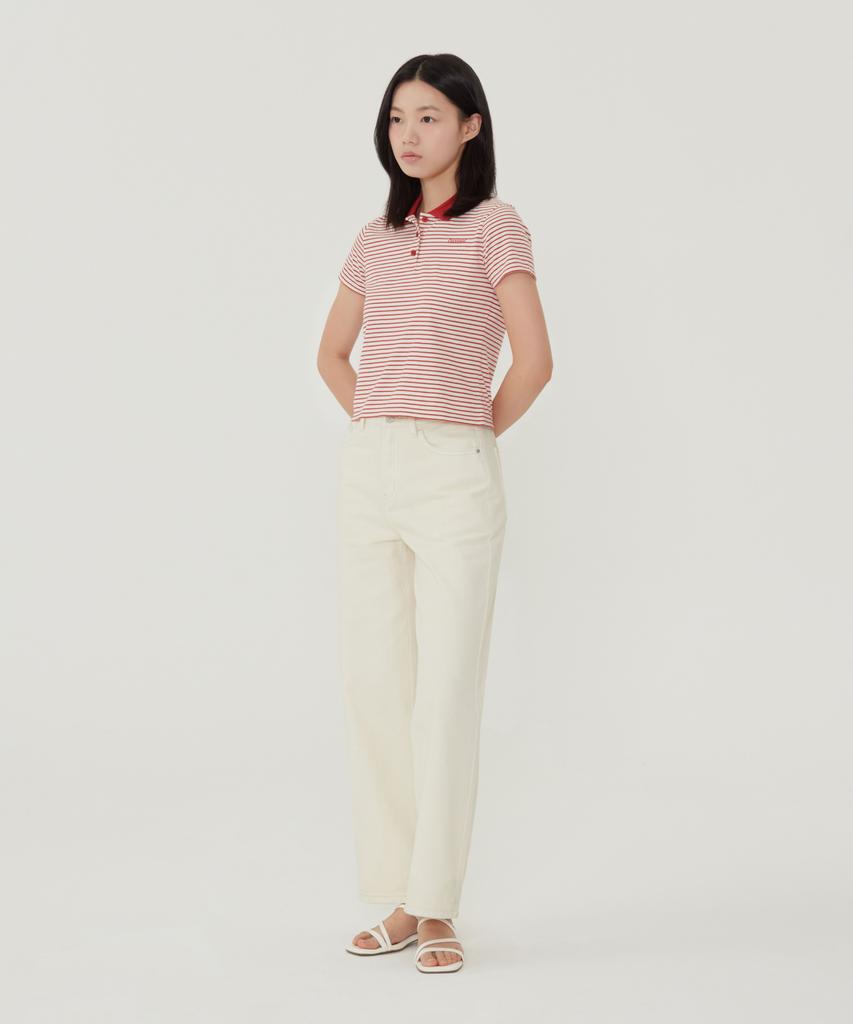 COVERNAT WOMAN Slim Striped T-Shirt Red