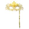 Fancy Party Masque Metal Masque with Handheld Stick Half Face Venetian Masque with Rhinestones for Women Men Prom Ball Mardi Gras Masquerade