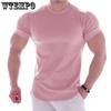 Muscular Men's Fitness Clothes Sports T-shirt Tight Sko Elastic Training Quick Dry Clothes Casual Short Sleeves