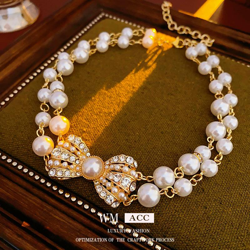 Винтажное ожерелье с цветком из стразов - Ретро придворный стиль, ключичная цепочка в легкой роскошной моде