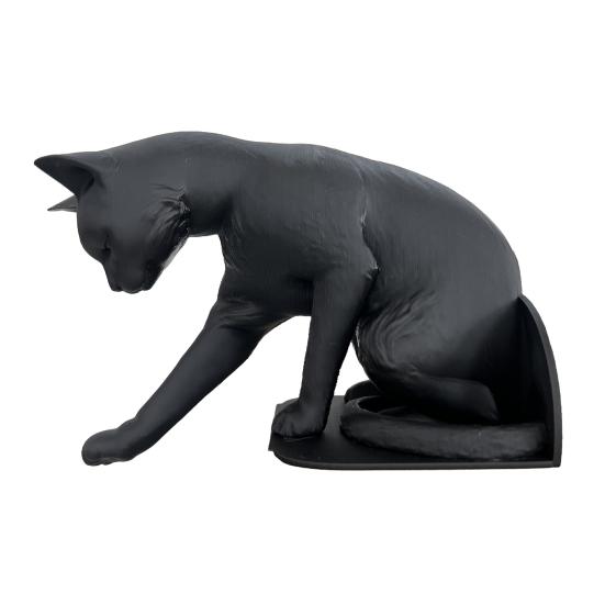 Подставка-книгодержатель Кот Черная Матовая Дизайн Лапы Кошки Книгодержатель Устойчивая Нескользящая Материал PLA Декоративный Настольный Органайзер для Папок с Книгами Подарок Любителю Кошек