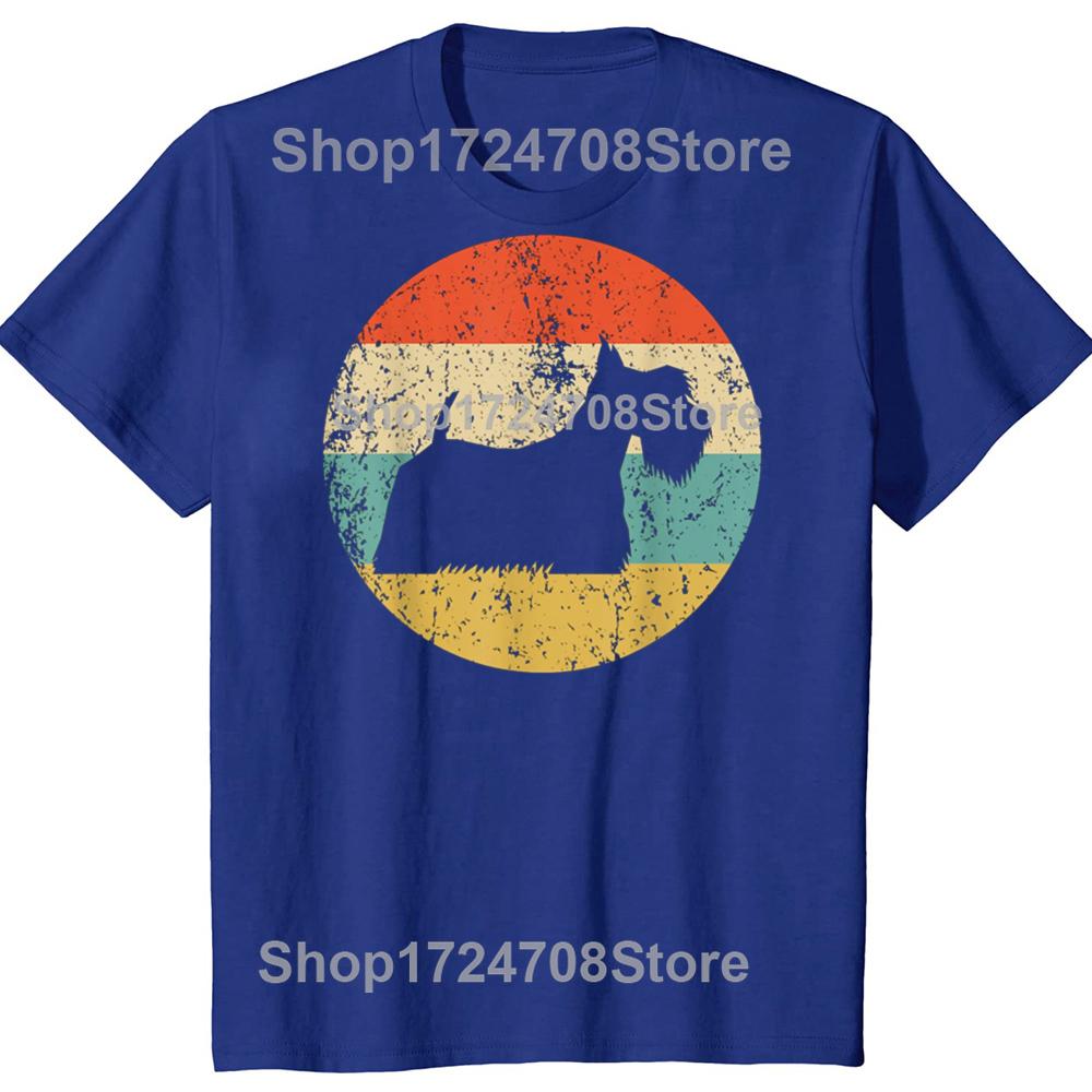 Забавный шотландский терьер винтажный ретро футболка Скотти собака мужская женская модная повседневная футболка 100% хлопок свободная футболка оверсайз