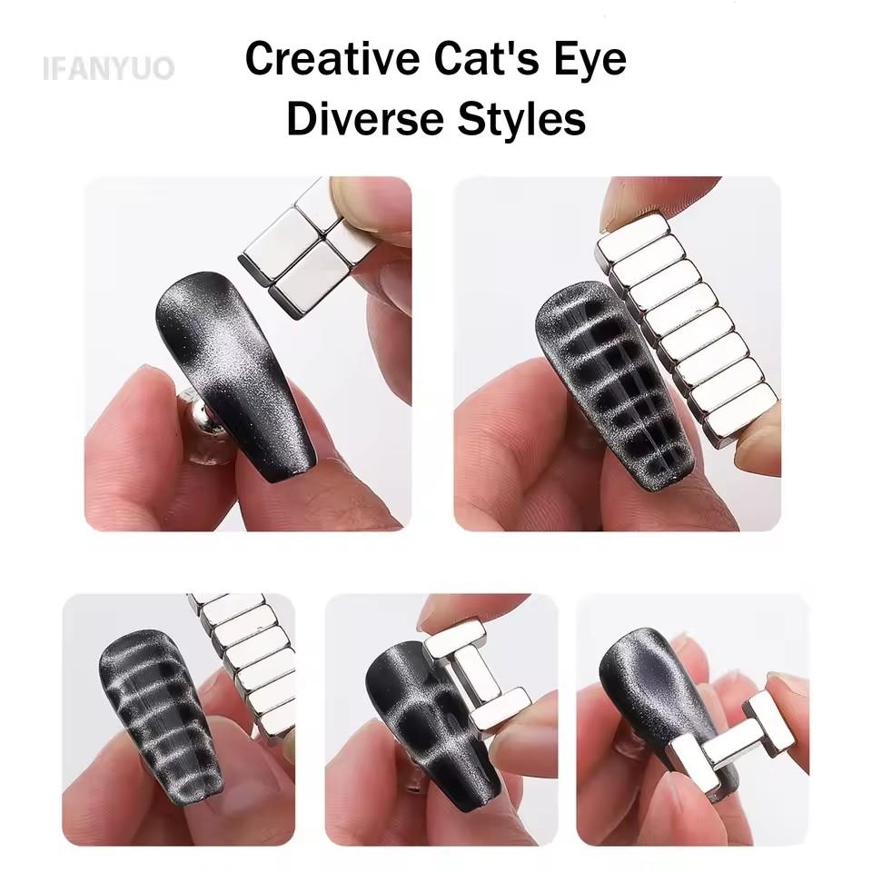 12 шт. Магнит для ногтей с узором крокодиловой кожи, Маникюрный инструмент, Набор магнитов для дизайна ногтей «Кошачий глаз», «Змея», Светло-бежевый, Волна, Геометрический, УФ-магниты притяжения