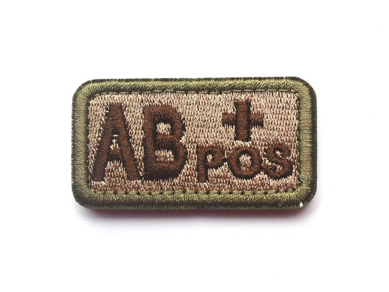 Embroidered Tactical Blood Type Velcro Badges: A, B, AB, O, +POS, -NEG - Military and Outdoor Identification.