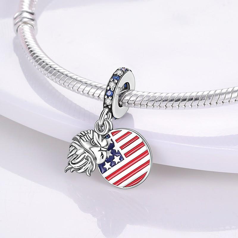 copper Eagle and America Flag Dangle copper Statue Of Liberty Charm Bead Charms Accessories Bracelets Necklaces Do It Yourself Jewellery