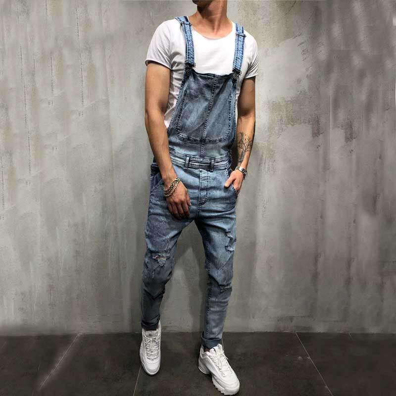 Fashion Men's Denim Overalls Suspenders Men's Jeans New Pants Jumpsuit Tide
