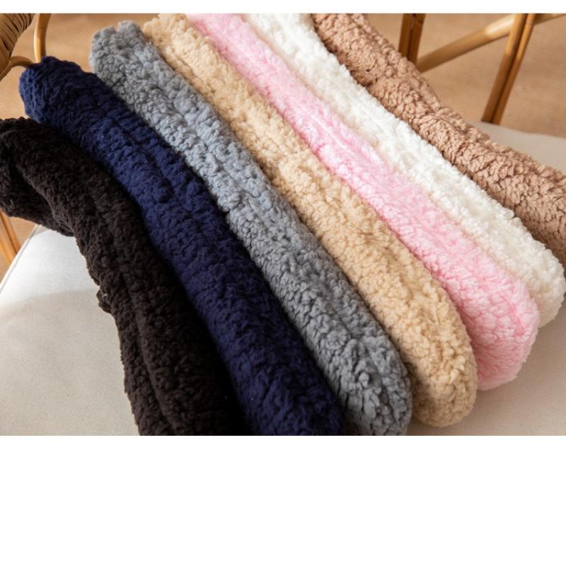 1 Pair Winter Warm Women Floor Socks Solid Color Plush Soft Non-slip Home Thickened Thermal Carpet Sock