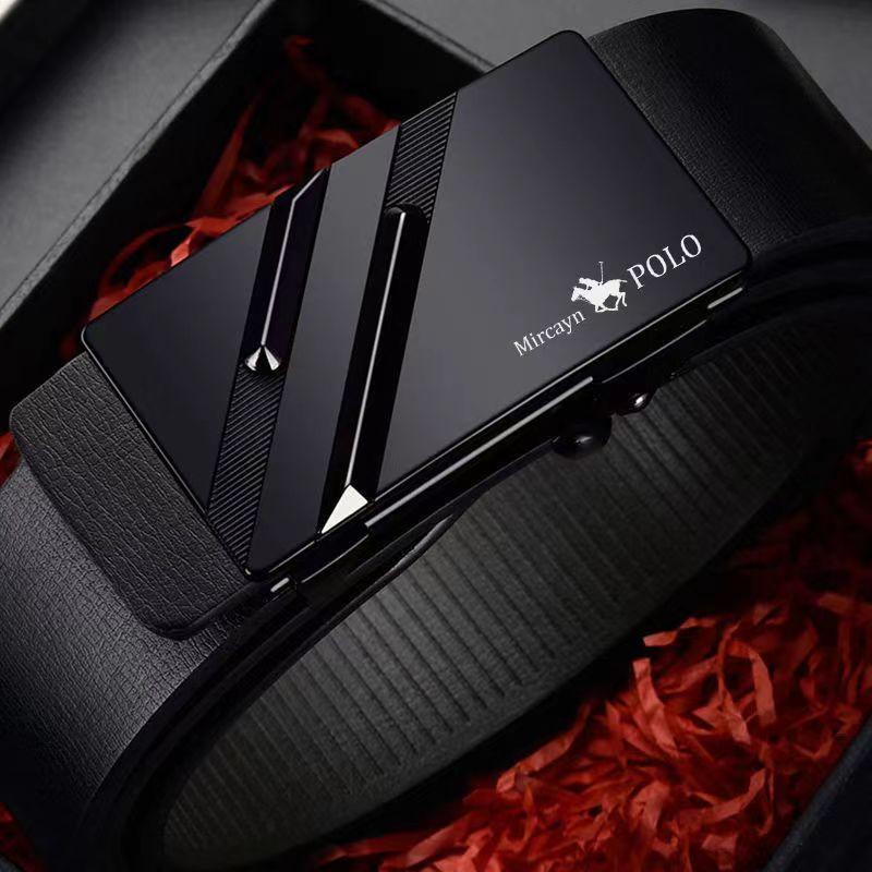 Мужской кожаный ремень с автоматической пряжкой из натуральной воловьей кожи для молодежи, повседневный индивидуальный корейский вариант трендового брючного ремня