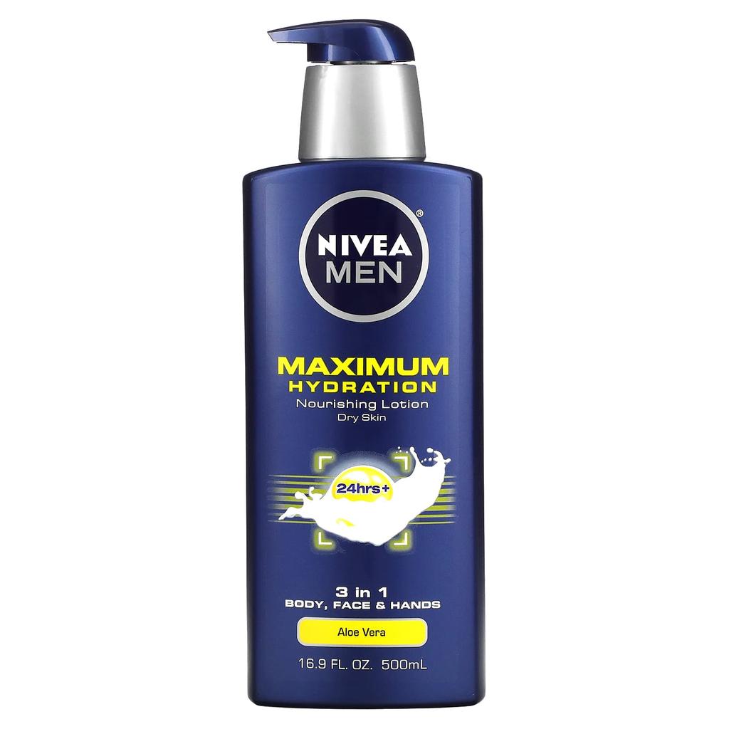 Nivea Мужской, Максимальное увлажнение, Питательный лосьон 3 в 1, Алоэ Вера, 16,9 жидких унций (500 мл)