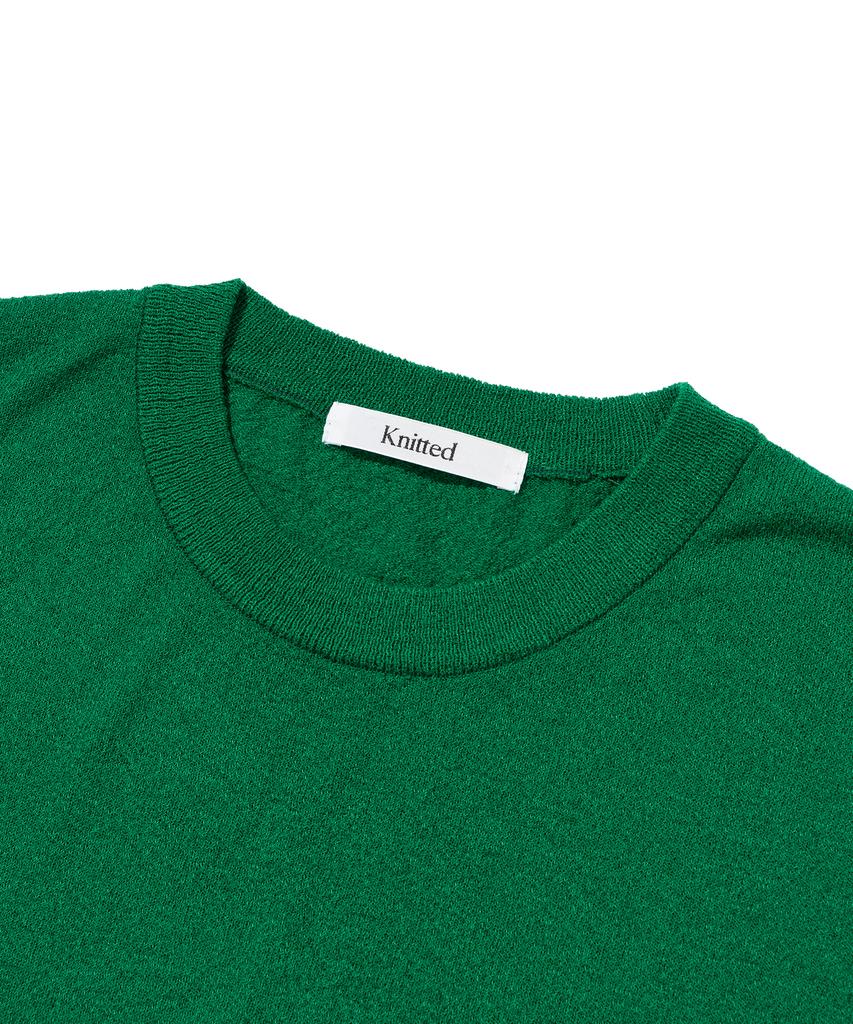 KNITTED Cool Summer Essential Round Short Sleeve Knit Tee Green