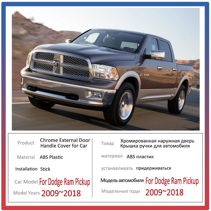 Chrome Gloss Black Door Handle For Dodge Ram Pickup 1500 2500 3500 4000 2009~2018 Carbon Fiber Exterior Car Accessories Stickers