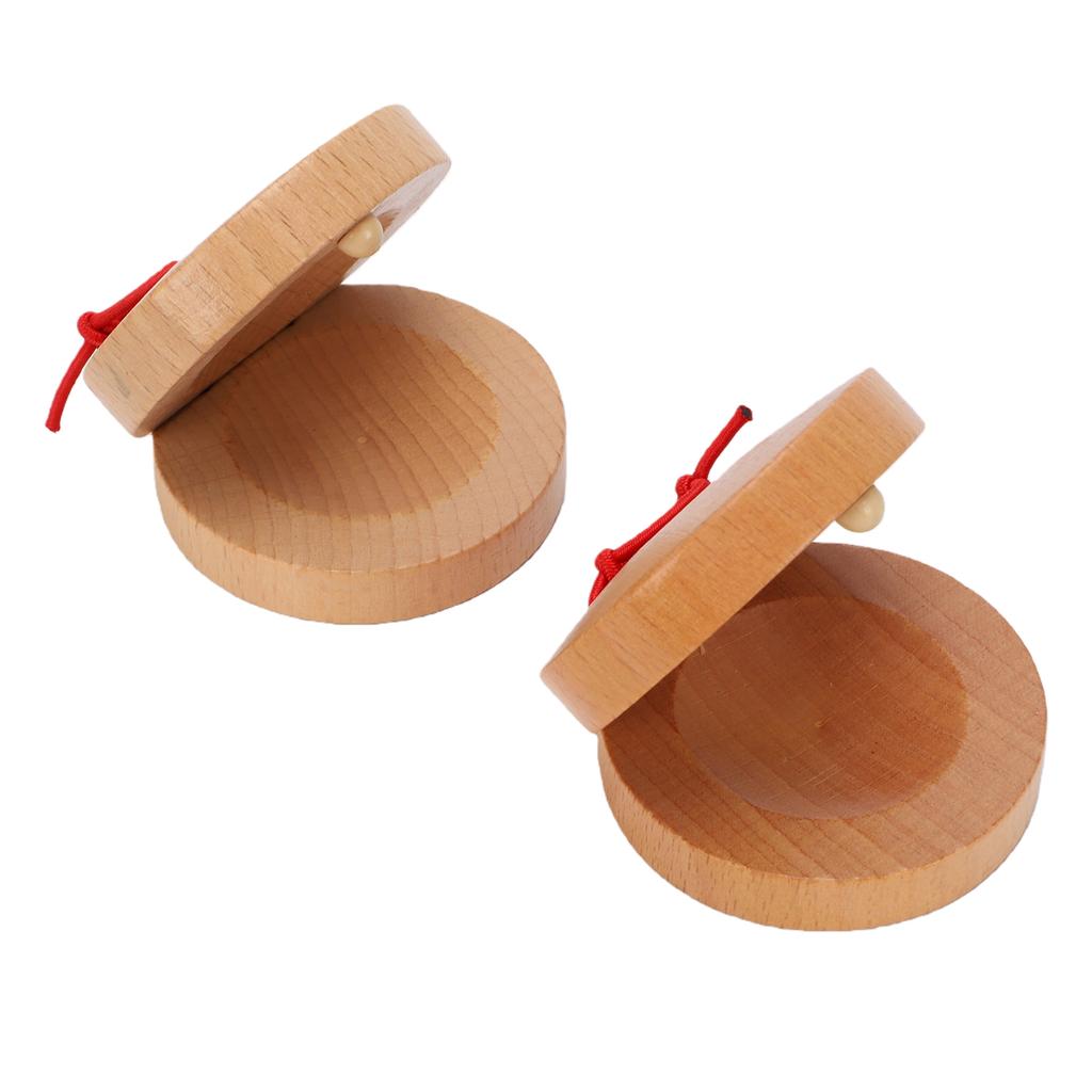 Beech Wood Castanet Orff Percussion Instrument 5.5x5.5cm Wood Hand Finger Castanet For Preschoolers Early Music Education