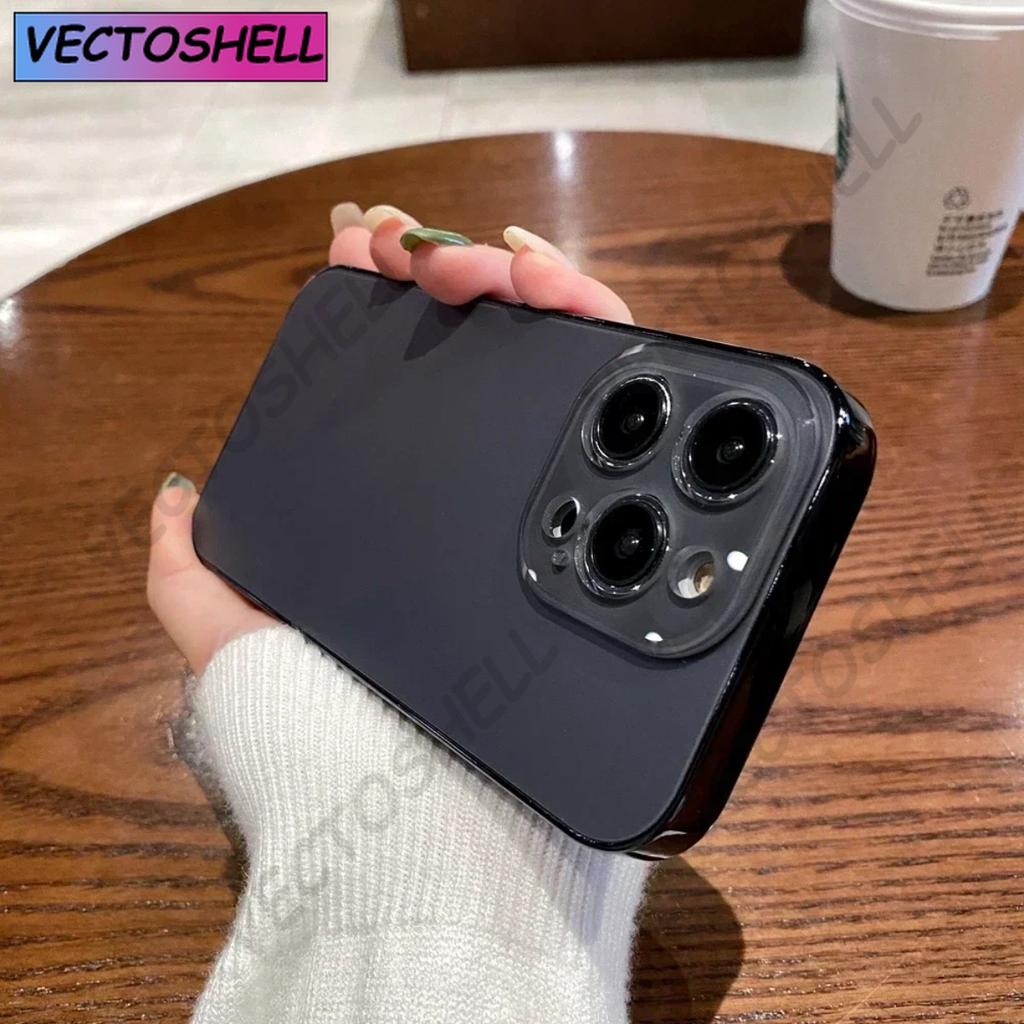 Fashion AG Slim Matte Case For IPhone 11 12 13 14 15 16 Pro Max IPhone 17 Pro 16ProMax Glass Lens Protector Plating Bumper Cover