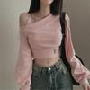 Harajuku Women Irregular Off Shoulder Hoodies Long Sleeve Sexy Crop Tops Y2k Streetwear Pullovers Sweatshirt 2024 Autumn Winter