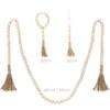 Decor Farmhouse Handmade Garland Wall Hanging Tassels String Wood Bead Garland With Jute Rustic