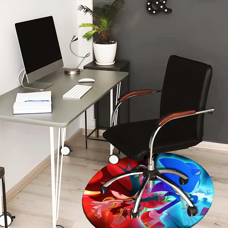 1pc Sonic and ShadowSpeed Clash Round carpet, Made of Polyester,Perfect for Decorating Office Chairs, Living Rooms fplt082