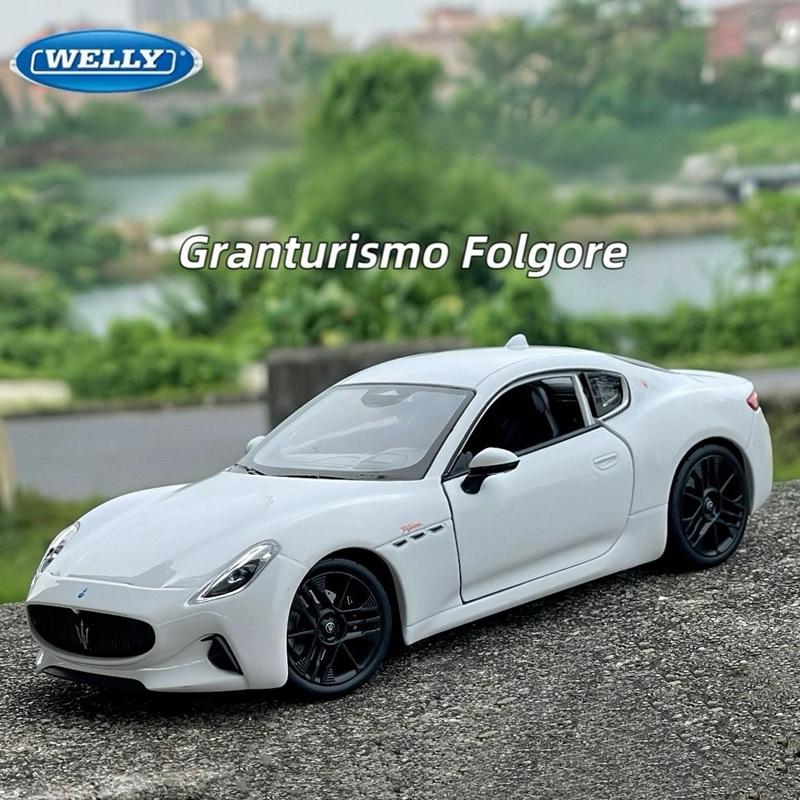 Welly 1/24 2023 Maserati Granturismo Folgore Coupe Alloy Sports Car Model Diecasts Metal Racing Car Vehicles Model Kids Toy Gift