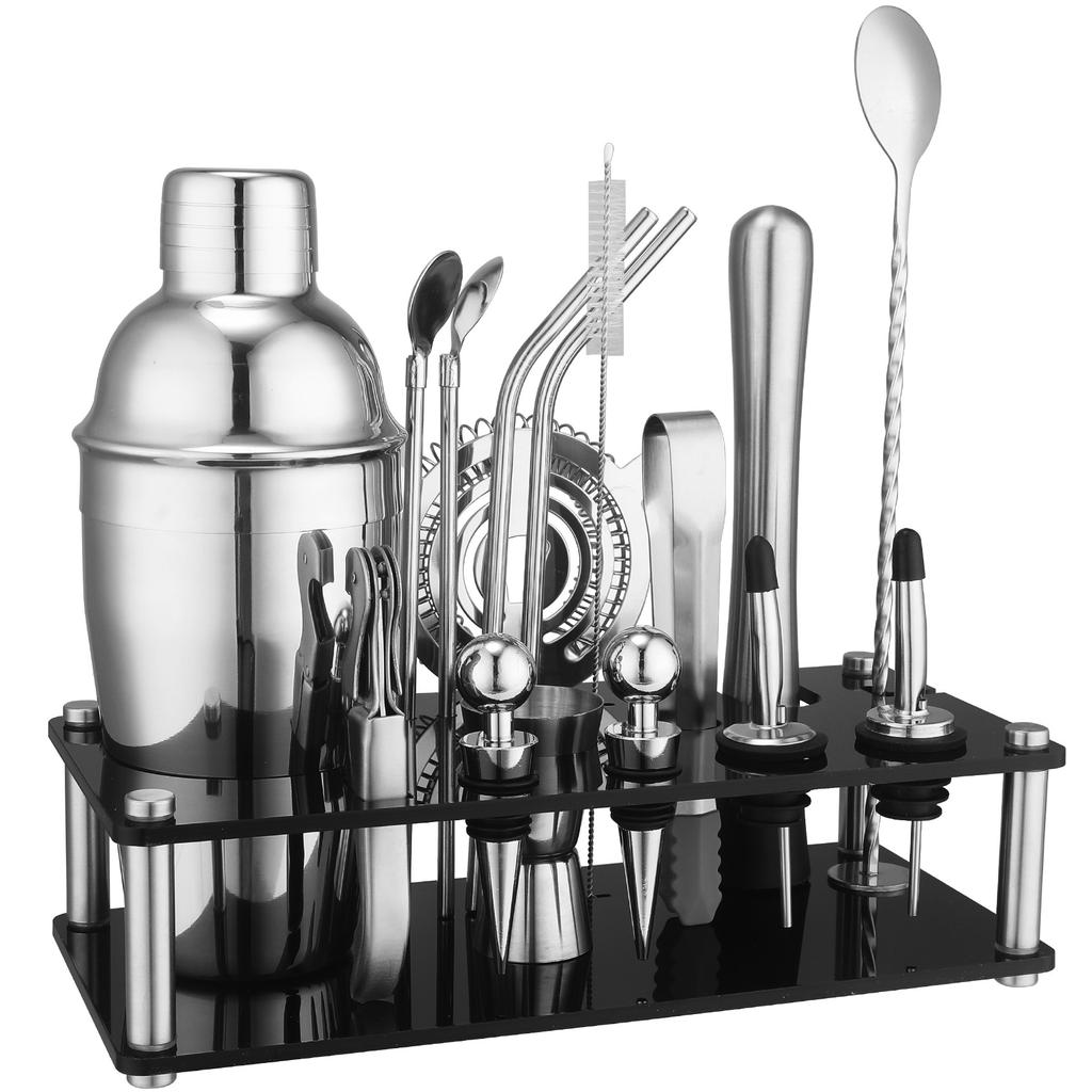 Набор из 17 предметов из нержавеющей стали для бармена, для приготовления коктейлей, акриловый набор, ложка-соломинка, снежный стакан
