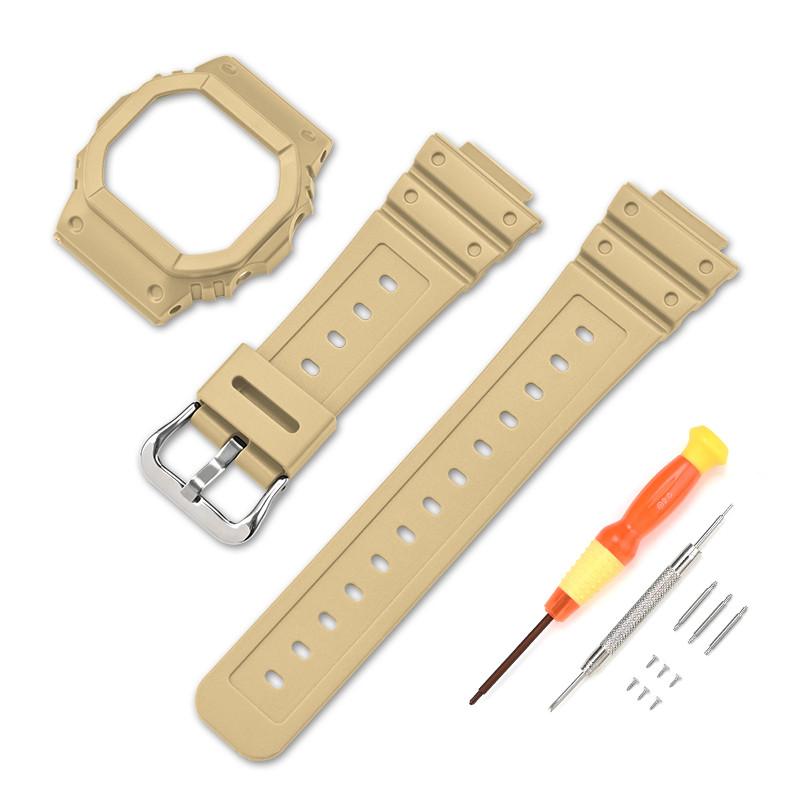 Strap With Case for Casio G-Shock DW-5600 DW-5000 GW-M5610 GLX-5600 Men Women Replacement Rubber Resin Shell Watch Band Bracelet
