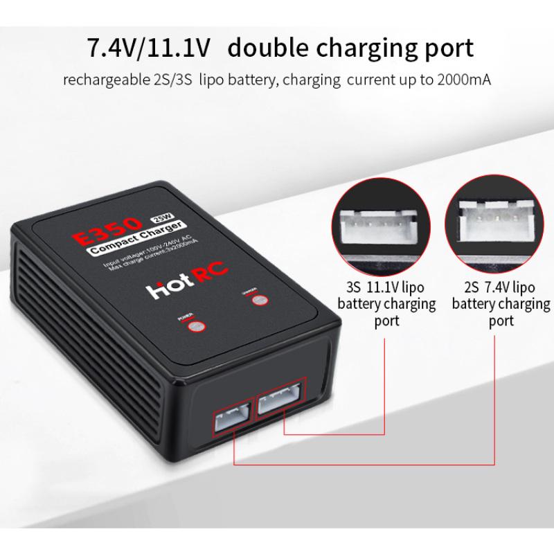1 шт. HotRC E350 Pro 7,4 В/11,1 В Lipo зарядное устройство 2s 3s Зарядное устройство для аккумуляторов 25 Вт 2000 мА для RC