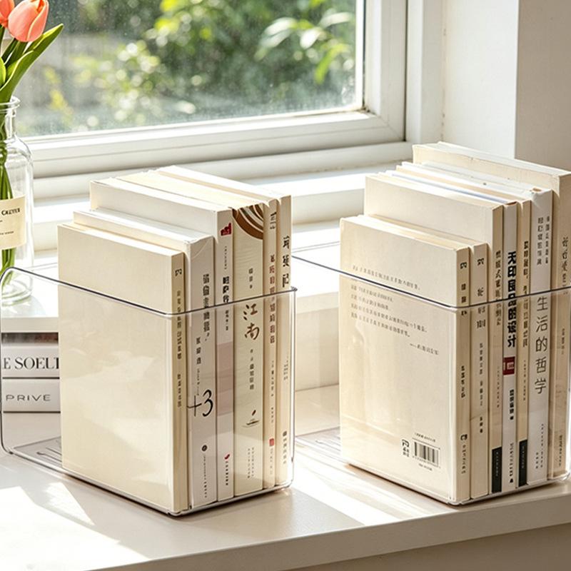 Прозрачная акриловая книжная полка, Настольная полка для хранения, Подставка для книг, Настольный держатель для книг, Держатель для папок и книг, Ящик для хранения книг, Гаджет для хранения