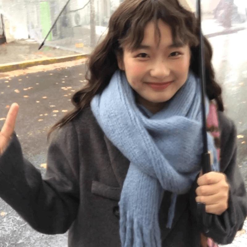 New Christmas Red Scarf Women's Winter Warm Thickened Versatile Solid Color Knitted Fringed Scarf Shawl Student