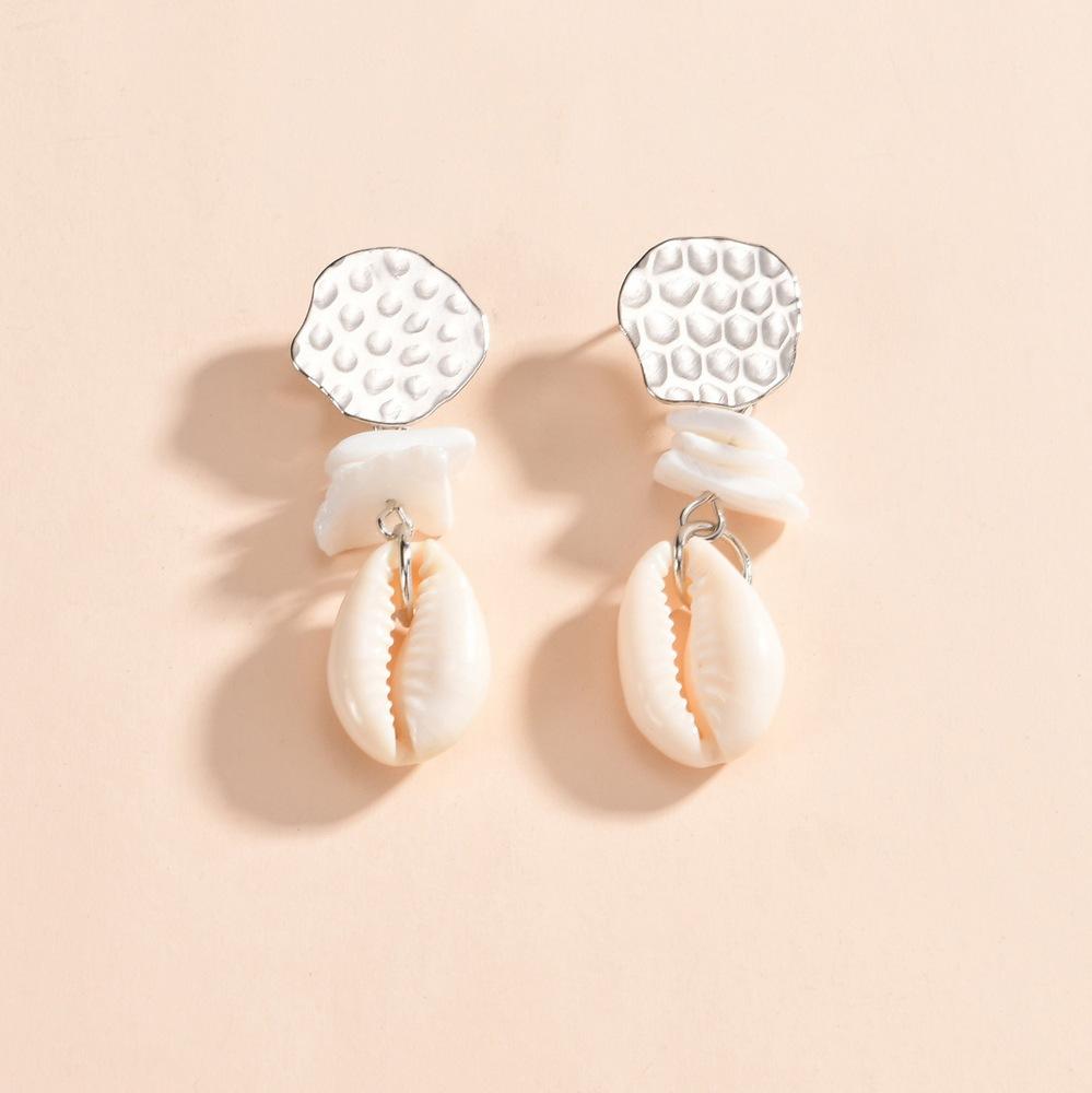 Fashion Natural Random Shell Irregular Stone Alloy Ladies Earrings