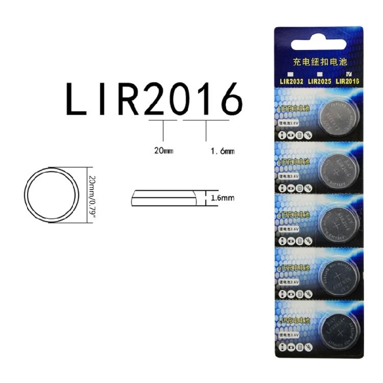 Батарейки LIR2016 LIR 2016 Кнопочная перезаряжаемая батарея Замена для CR2016