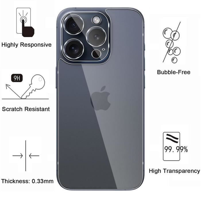 Защита задней панели и камеры - Phonillico - iPhone 15 PRO MAX - Набор 2 шт. - Закаленное стекло - Устойчивое к царапинам