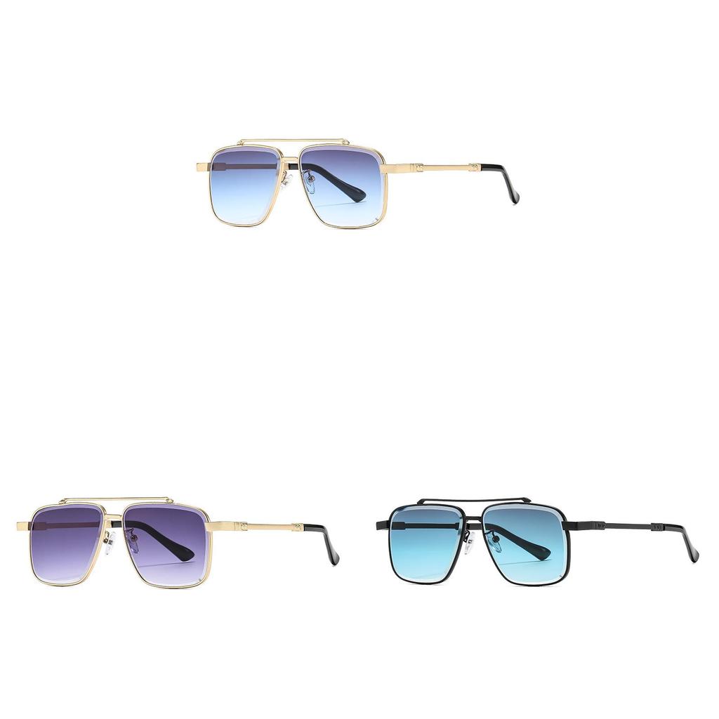 Mens Classic Square Metal Sunglasses With Gray Lenses For Outdoor Activities And Parties