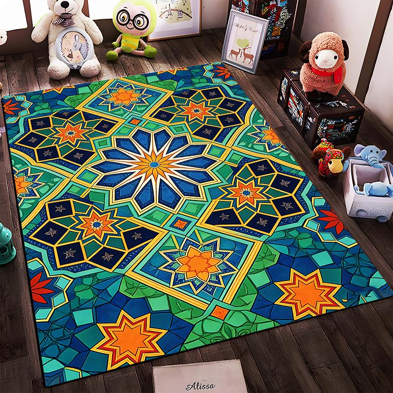 Geometric Pattern Carpet with Vibrant Colors for Living Room Decor Suitable for use as an anti-slip for living room bedroom sofas