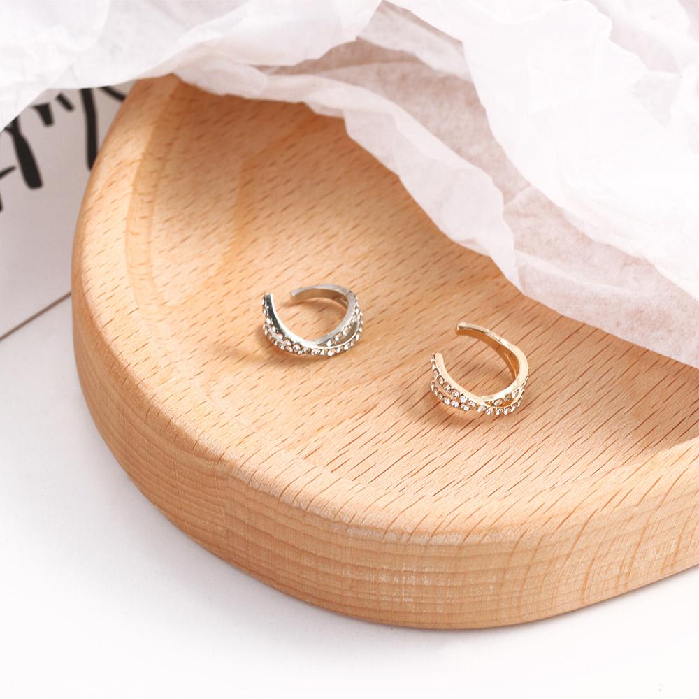 Korean Geometric Temperament Girls Non Pierced Crystal Ear Clips Women Cross Clip Earrings Ear Cuff