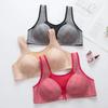 Wire Free Plaid Thin B C 3/4 Cup Women Large Size Bra Adjustable Lace Transparent Gather Push Up Wireless Bras Sexy Lingerie