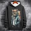 Animal Hoodies For Men 3d Cat Print High-Quality Men's Clothing Loose Oversized Sportswear Street Harajuku Pullover Autumn Tops