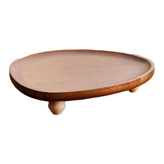 Деревянный поднос для демонстрации Маленький круглый деревенский поднос для подачи Подсвечник Поднос для украшений Фермерский Современный домашний декор