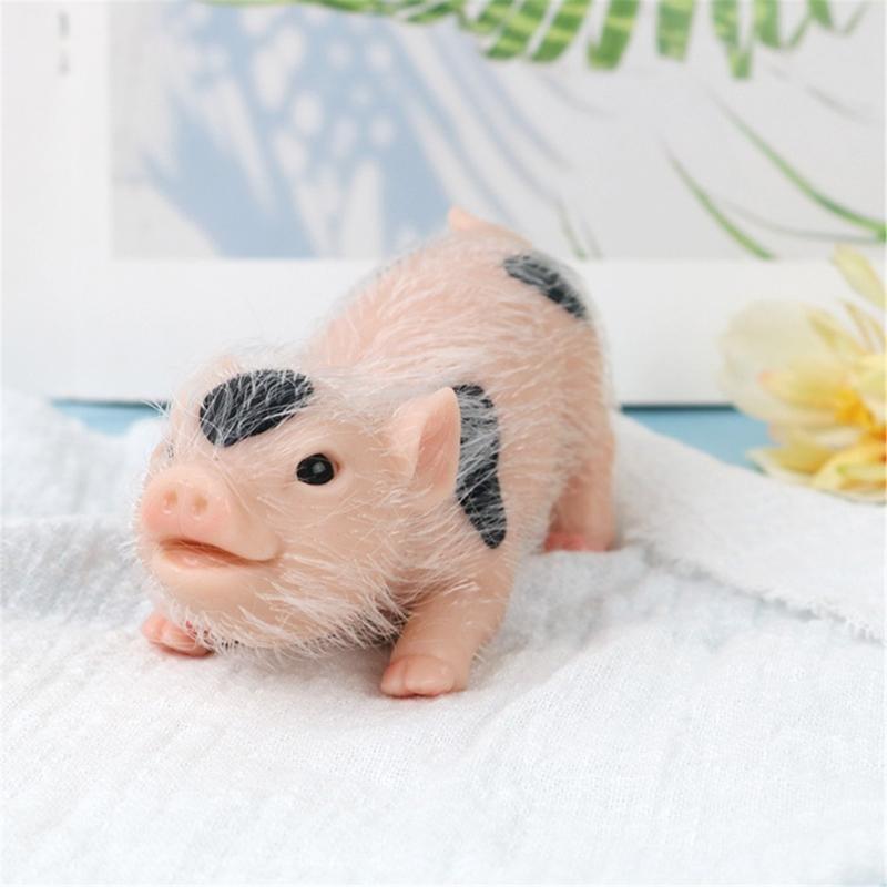 Mini Pig Figure Toy Cute Simulation Soft Silicone Animal Toy Kids Room Decors Reborns Pig Parenting Gift