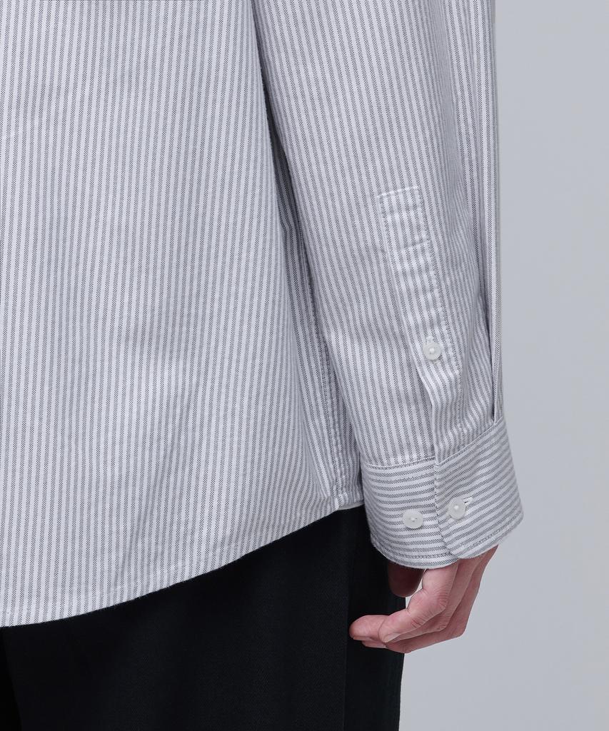MUSINSA STANDARD Striped Oversized Oxford Shirt [Grey Stripe]