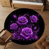 1pc Purple Roses Round Chair mat Area Rug - Non-Slip, Floor Mat for Office, Bedroom, and Indoor Decor -1002100